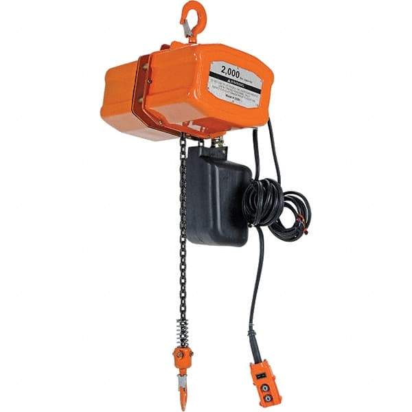 Vestil - 1 Ton Capacity, 17 FPM Lift Speed, 230 Volt, Electric Chain Hoist - 2.1 Output hp, 15' Max Lift - Eagle Tool & Supply
