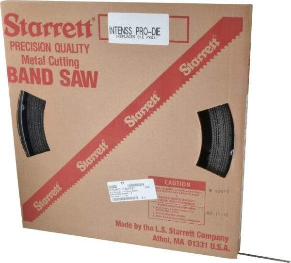 Starrett - 1/4" x 100' x 0.035" Bi-Metal Band Saw Blade Coil Stock - 10 to 14 TPI, Toothed Edge, Straight Form, Raker Set, No Rake Angle, Variable Pitch, Contour Cutting - Eagle Tool & Supply