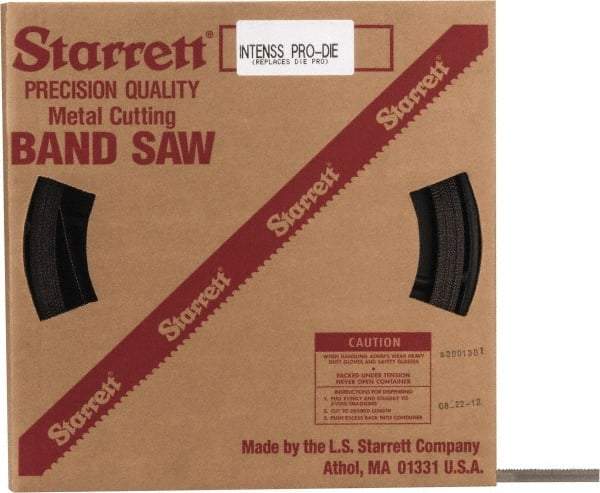 Starrett - 1/2" x 100' x 0.025" Bi-Metal Band Saw Blade Coil Stock - 8 to 12 TPI, Toothed Edge, Straight Form, Raker Set, No Rake Angle, Variable Pitch, Contour Cutting - Eagle Tool & Supply