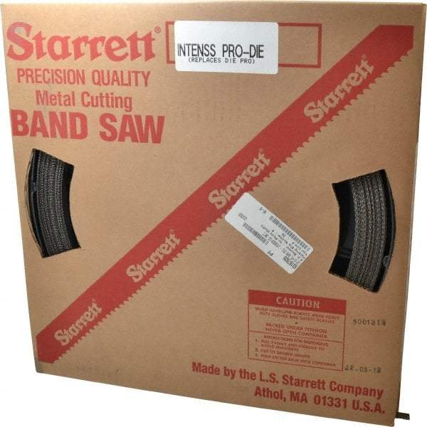 Starrett - 1/2" x 100' x 0.035" Bi-Metal Band Saw Blade Coil Stock - 8 to 12 TPI, Toothed Edge, Straight Form, Raker Set, No Rake Angle, Variable Pitch, Contour Cutting - Eagle Tool & Supply