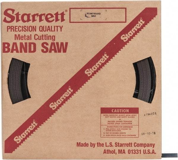 Starrett - 1/2" x 100' x 0.035" Bi-Metal Band Saw Blade Coil Stock - 14 TPI, Toothed Edge, Straight Form, Raker Set, No Rake Angle, Constant Pitch, Contour Cutting - Eagle Tool & Supply