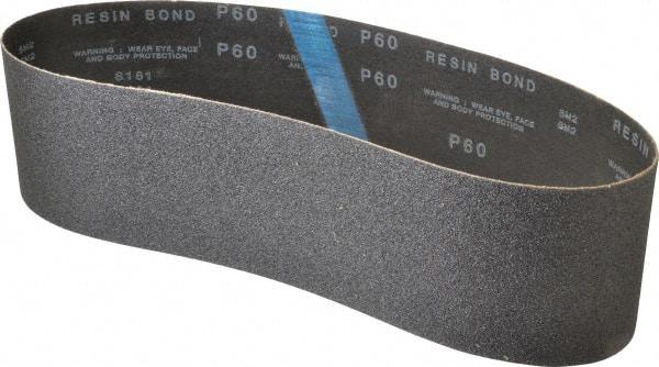 Made in USA - 4" Wide x 36" OAL, 60 Grit, Silicon Carbide Abrasive Belt - Silicon Carbide, Medium, Coated, X/Y Weighted Cloth Backing, Wet/Dry, Series S181 - Eagle Tool & Supply