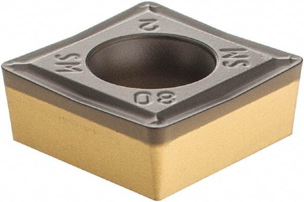 Iscar - SCMT432 SM Grade IC8250 Carbide Turning Insert - TiCN/Al2O3/TiN Finish, 90° Square, 1/2" Inscr Circle, 3/16" Thick, 1/32" Corner Radius - Eagle Tool & Supply
