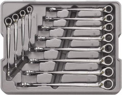 GearWrench - 12 Piece, 8mm to 19mm, 12 Point Ratcheting Combination Wrench/X-Beam Set - Metric Measurement Standard, Chrome Finish, Comes in Plastic Tray - Eagle Tool & Supply