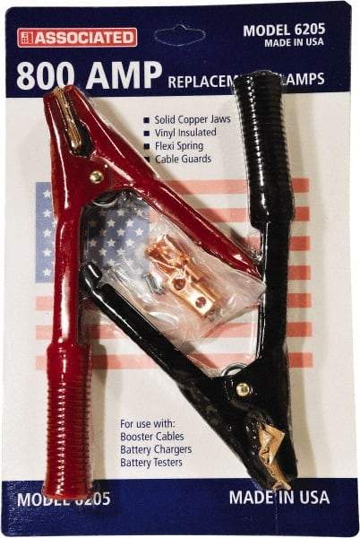 Associated Equipment - 800 Amp Booster Cable Clamp - 1 Black & 1 Red - Eagle Tool & Supply