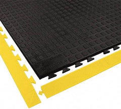 Wearwell - 5' Long x 3' Wide x 5/8" Thick, Anti-Fatigue Modular Matting Ramp Edge - Female, 1 Interlocking Side, Yellow, For Dry Areas, Series 502 - Eagle Tool & Supply