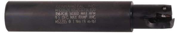 Kennametal - 5/8" Cut Diam, 0.396" Max Depth of Cut, 3/4" Shank Diam, 4" OAL, Indexable Square Shoulder End Mill - EC10.., EP10.. Inserts, Cylindrical Shank, 0° Lead Angle, Through Coolant - Eagle Tool & Supply