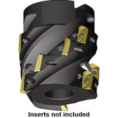 Kennametal - 9 Inserts, 2" Cut Diam, 3/4" Arbor Diam, 1.59" Max Depth of Cut, Indexable Square-Shoulder Face Mill - 0/90° Lead Angle, 2-1/2" High, EC14.., EP14.. Insert Compatibility, Through Coolant, Series Mill 1-14 - Eagle Tool & Supply