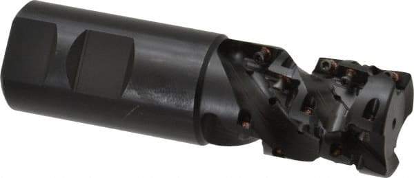 Kennametal - 1-1/4" Cut Diam, 1.764" Max Depth of Cut, 1-1/4" Shank Diam, 4.371" OAL, Indexable Square Shoulder Helical End Mill - EC10.., EP10.. Inserts, Weldon Shank, 0° Lead Angle - Eagle Tool & Supply