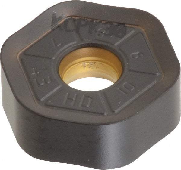 Kennametal - HNPJ53511 HD Grade KCPK30 Carbide Milling Insert - TiN/TiCN/Al2O3 Finish, 0.2142" Thick, 5/8" Inscribed Circle, 4.34mm Corner Radius - Eagle Tool & Supply