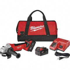 Milwaukee Tool - 4-1/2" Wheel Diam, 9,000 RPM, Cordless Cutoff & Cutoff-Grinder Tool - Right Angle Handle, Battery Included - Eagle Tool & Supply