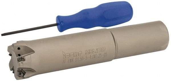 Iscar - 1-1/2" Cut Diam, 0.04" Max Depth, 1-1/4" Shank Diam, Weldon Shank Indexable High-Feed End Mill - Screw Holding Method, H600 WXCU 05 Insert, FF EWX-05 Toolholder, Through Coolant - Eagle Tool & Supply
