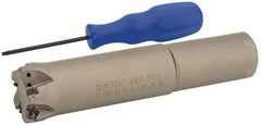 Iscar - 1-1/2" Cut Diam, 0.04" Max Depth, 1-1/4" Shank Diam, Weldon Shank Indexable High-Feed End Mill - Screw Holding Method, H600 WXCU 05 Insert, FF EWX-05 Toolholder, Through Coolant - Eagle Tool & Supply