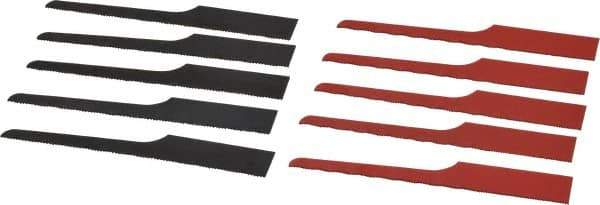 Value Collection - 10 Piece, 4" Long, Steel Reciprocating Saw Blade Set - 24 to 32 Teeth per Inch - Eagle Tool & Supply