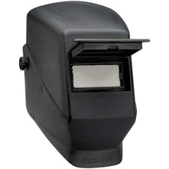 Jackson Safety - 4-1/4" Window Width x 2" Window Height, 10 Shade Fixed Shade Lens, Front Lift Welding Helmet - Black Thermoplastic - Eagle Tool & Supply