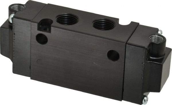 Parker - 3/8", 4-Way Body Ported Stacking Solenoid Valve - 1.4 CV Rate, 1.89" High x 4.7" Long - Eagle Tool & Supply