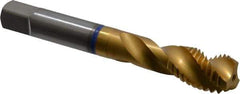 Guhring - M14x2.00 Metric Coarse 3 Flute 6H Modified Bottoming Spiral Flute Tap - Powdered Metal, TiN Finish, 3-19/32" OAL, Right Hand Flute, Right Hand Thread, Series 3909 - Eagle Tool & Supply