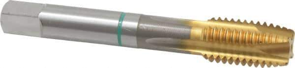 Guhring - M14x2.00 Metric Coarse, 4 Flute, TiN Finish, Cobalt Spiral Point Tap - Plug Chamfer, Right Hand Thread, 3-19/32" OAL, 0.945" Thread Length, 0.429" Shank Diam, 6H Class of Fit, Series 3915 - Exact Industrial Supply