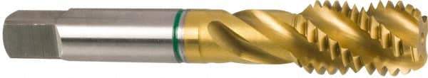 Guhring - M14x2.00 Metric Coarse 3 Flute 6H Modified Bottoming Spiral Flute Tap - Cobalt, TiN Finish, 3.591" OAL, Right Hand Flute, Right Hand Thread, Series 3921 - Eagle Tool & Supply