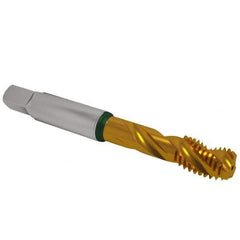 Guhring - 5/8-11 UNC 4 Flute 2B Modified Bottoming Spiral Flute Tap - Cobalt, TiN Finish, 3-13/16" OAL, Right Hand Flute, Right Hand Thread, Series 3922 - Eagle Tool & Supply
