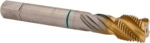 Guhring - 5/8-18 UNF 4 Flute 2B Modified Bottoming Spiral Flute Tap - Cobalt, TiN Finish, 3-13/16" OAL, Right Hand Flute, Right Hand Thread, Series 3922 - Eagle Tool & Supply