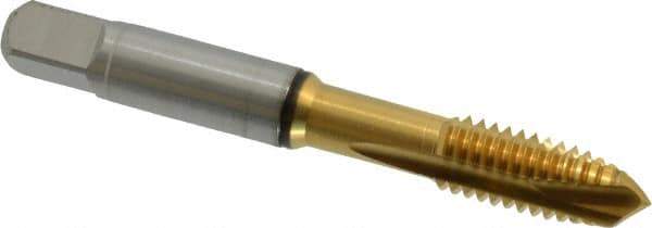 Guhring - 3/8-16 UNC, 3 Flute, TiN Finish, Cobalt Spiral Point Tap - Plug Chamfer, Right Hand Thread, 2.941" OAL, 0.79" Thread Length, 0.381" Shank Diam, 2B Class of Fit, Series 3928 - Exact Industrial Supply