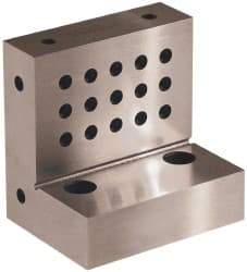 Suburban Tool - 4" Wide x 4" Deep x 3" High Steel Precision-Ground Angle Plate - Standard Plate, Machined Holes on Surface, Open End, 1-1/8" Thick, Single Plate - Eagle Tool & Supply