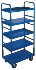 Win-Holt - 1,000 Lb Capacity, 22" Wide x 72" High Standard Utility Cart - 5 Shelf, Steel, 2 Rigid/2 Swivel Casters - Eagle Tool & Supply