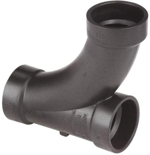 NIBCO - 2 x 2 x 1-1/2", ABS Drain, Waste & Vent Pipe Long Radius TY - Hub x Hub x Hub - Eagle Tool & Supply