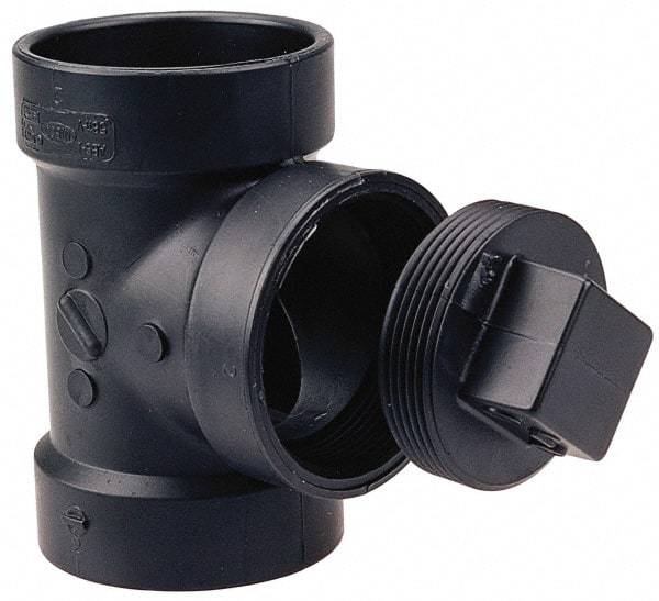 NIBCO - 4", ABS Drain, Waste & Vent Pipe Test Tee - Hub x Hub x CO with Plug - Eagle Tool & Supply