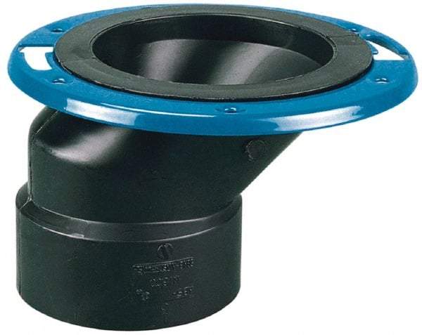 NIBCO - 4 x 3" Pipe, 5-3/8" OD, ABS Offset Adjustable Closet Flange - 180° Max Working Temp, Hub End Connections - Eagle Tool & Supply