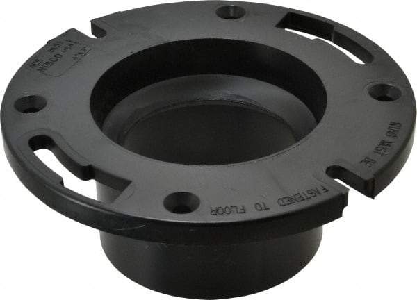 NIBCO - 3 or 4" Pipe, 5-3/8" OD, ABS Flush Closet Flange with Pipe Stop - 180° Max Working Temp, Hub or Spig End Connections - Eagle Tool & Supply