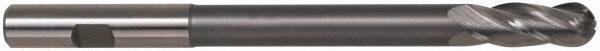 Hertel - 1/2" Diam, 1-1/4" LOC, 4 Flute High Speed Steel Ball End Mill - TiN Finish, Single End, 6" OAL, 1/2" Shank Diam - Eagle Tool & Supply