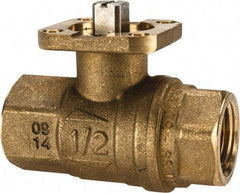 Value Collection - 1/2" Pipe, Full Port, Brass Standard Ball Valve - 1 Piece, Inline - One Way Flow, FNPT x FNPT Ends, ISO Actuation Mount Handle, 600 WOG - Eagle Tool & Supply