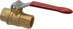 Value Collection - 1/2" Pipe, Full Port, Brass UL Listed Ball Valve - 1 Piece, Inline - One Way Flow, FNPT x FNPT Ends, Lever Handle, 600 WOG, 150 WSP - Eagle Tool & Supply