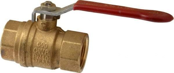 Value Collection - 1" Pipe, Full Port, Brass UL Listed Ball Valve - 1 Piece, Inline - One Way Flow, FNPT x FNPT Ends, Lever Handle, 600 WOG, 150 WSP - Eagle Tool & Supply