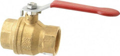 Value Collection - 1-1/2" Pipe, Full Port, Brass UL Listed Ball Valve - 1 Piece, Inline - One Way Flow, FNPT x FNPT Ends, Lever Handle, 600 WOG, 150 WSP - Eagle Tool & Supply