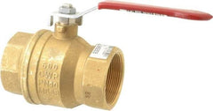 Value Collection - 2" Pipe, Full Port, Brass UL Listed Ball Valve - 1 Piece, Inline - One Way Flow, FNPT x FNPT Ends, Lever Handle, 600 WOG, 150 WSP - Eagle Tool & Supply