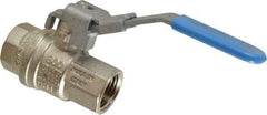 Value Collection - 1/2" Pipe, Full Port, Brass UL Listed Ball Valve - 1 Piece, Inline - One Way Flow, FNPT x FNPT Ends, Locking Lever Handle, 600 WOG - Eagle Tool & Supply