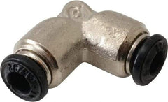 Alpha Technologies - 4mm Outside Diam, Nickel Plated Brass Push-to-Connect Tube Union Elbow - 250 Max psi, Tube to Tube Connection, Buna O-Ring - Eagle Tool & Supply