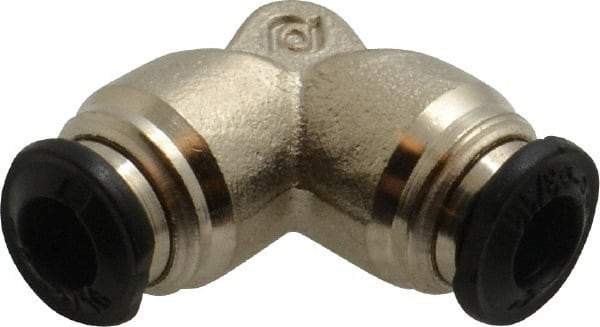 Alpha Technologies - 5mm Outside Diam, Nickel Plated Brass Push-to-Connect Tube Union Elbow - 250 Max psi, Tube to Tube Connection, Buna O-Ring - Eagle Tool & Supply
