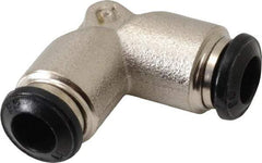 Alpha Technologies - 6mm Outside Diam, Nickel Plated Brass Push-to-Connect Tube Union Elbow - 250 Max psi, Tube to Tube Connection, Buna O-Ring - Eagle Tool & Supply