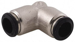 Alpha Technologies - 3mm Outside Diam, Nickel Plated Brass Push-to-Connect Tube Union Elbow - 250 Max psi, Tube to Tube Connection, Buna O-Ring - Eagle Tool & Supply