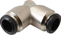 Alpha Technologies - 12mm Outside Diam, Nickel Plated Brass Push-to-Connect Tube Union Elbow - 250 Max psi, Tube to Tube Connection, Buna O-Ring - Eagle Tool & Supply