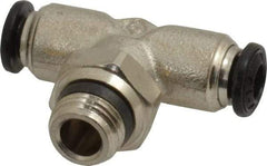 Alpha Technologies - 4mm Outside Diam, 1/8 Universal, Nickel Plated Brass Push-to-Connect Tube Male Swivel Branch Tee - 250 Max psi, Tube to Universal Thread Connection, Buna O-Ring - Eagle Tool & Supply