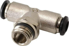 Alpha Technologies - 6mm Outside Diam, 1/4 Universal, Nickel Plated Brass Push-to-Connect Tube Male Swivel Branch Tee - 250 Max psi, Tube to Universal Thread Connection, Buna O-Ring - Eagle Tool & Supply