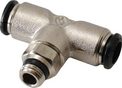 Alpha Technologies - 8mm Outside Diam, 1/8 Universal, Nickel Plated Brass Push-to-Connect Tube Male Swivel Branch Tee - 250 Max psi, Tube to Universal Thread Connection, Buna O-Ring - Eagle Tool & Supply