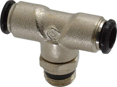 Alpha Technologies - 8mm Outside Diam, 1/4 Universal, Nickel Plated Brass Push-to-Connect Tube Male Swivel Branch Tee - 250 Max psi, Tube to Universal Thread Connection, Buna O-Ring - Eagle Tool & Supply