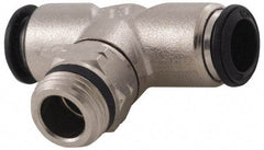 Alpha Technologies - 4mm Outside Diam, 1/4 Universal, Nickel Plated Brass Push-to-Connect Tube Male Swivel Branch Tee - 250 Max psi, Tube to Universal Thread Connection, Buna O-Ring - Eagle Tool & Supply