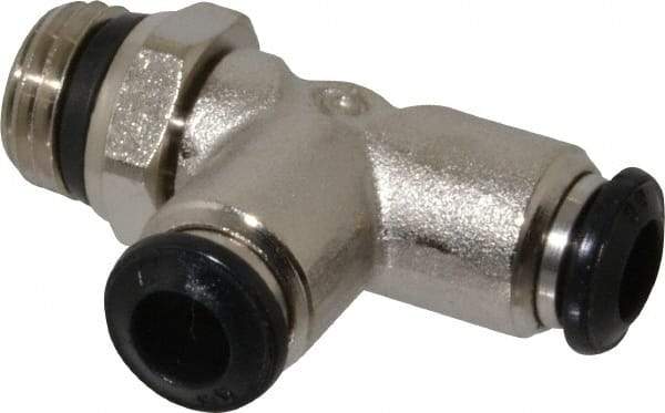 Alpha Technologies - 6mm Outside Diam, 1/4 Universal, Nickel Plated Brass Push-to-Connect Tube Male Swivel Run Tee - 250 Max psi, Tube to Universal Thread Connection, Buna O-Ring - Eagle Tool & Supply